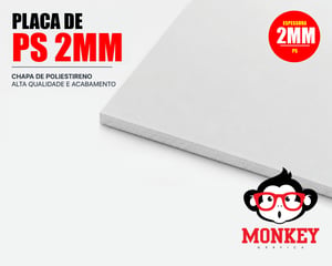 PLACA DE PS 2mm Adesivado PS DE 2MM + ADESIVO   IMPRESSÃO SOLVENTE CORTE RETO 