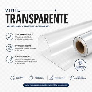 Adesivo Transparente Vinil Transparente    Corte Reto 