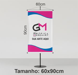 Banner  60x90cm Lona 380g  4x0 Brilho Madeira e cordinha 