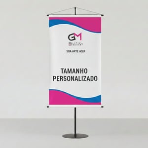 Banner - Escolha a Medida Lona 380g  4x0 Brilho Madeira e cordinha 