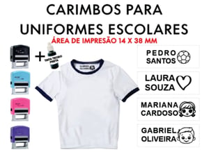 Carimbo Para Tecidos / Roupas / Uniformes  PERSONALIZADO Escrita na cor Preta -   Acompanha Tubinho com Tinta