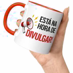 Caneca personalizada alça colorida Porcelana 9,5x21cm 2 Cores Sublimação  