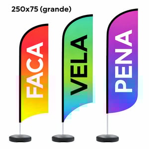 Windbanner 250x75 (grande) Microfibra ou Oxford 250x75cm    
