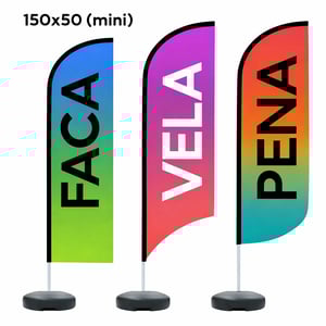 Windbanner 150x50cm (mini) Microfibra ou Oxford 150x50cm    