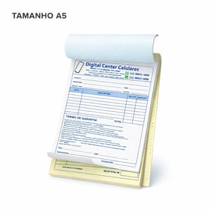 Bloco autocopiativo 2 vias colorido Papel autocopiativo 56g 14,8x21,0 4x0  Corte reto 