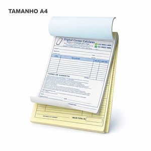 Bloco autocopiativo 2 vias colorido Papel autocopiativo 56g 21x29,7 4x0  Corte reto 