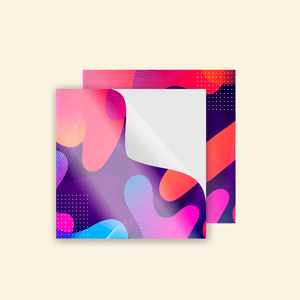 Adesivo aplicado PS 1mm 4x4 PS 1mm  4x4 Adesivo brilho/fosco Corte reto 