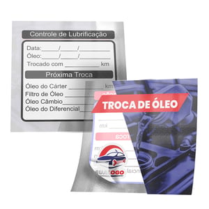 Adesivos Troca De Oleo Vinil Eletrostatico Com Tinta Branca