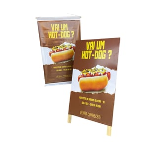 Combo I 1 cavalete de madeira 80x40cm e 1 Banner 40x60cm  4x4   