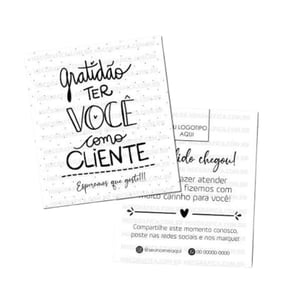 Cartão Agradecimento Couchê 250g - Frente e verso 9,8x7 4x0 Verniz Total  