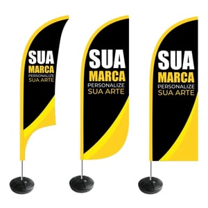 Wind Banner Tecido com estrutura e base 65x185cm 4x4  FACA | PENA | VELA | ÂNGULO 