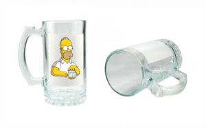 Caneca de Chopp em Vidro Cristal  475ml com tarja VIDRO CRISTAL 9X7 - ÁREA DE PERSONALIZAÇÃO  Brilho  