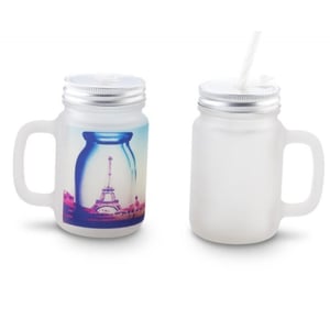 Caneca Mason Jar de Vidro - 430ml VIDRO (A) 132mm x (D) 80mm / Canudo 23cm    Qualidade Fotografica
