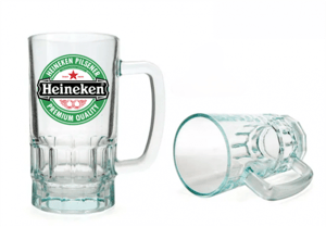 Caneca de Chopp com Base Trabalhada 550ml VIDRO CRISTAL 14x8cm - ÁREA DE PERSONALIZAÇÃO    Qualidade Fotografica