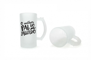 Caneca de Chopp Lisa em Vidro Jateado 475ml VIDRO JATEADO     Qualidade Fotografica