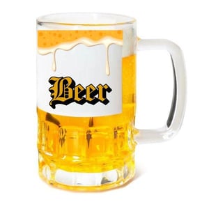 Caneca de Chopp em Vidro Cristal 500ml com tarja VIDRO CRISTAL 9X18 - ÁREA DE PERSONALIZAÇÃO  Brilho  