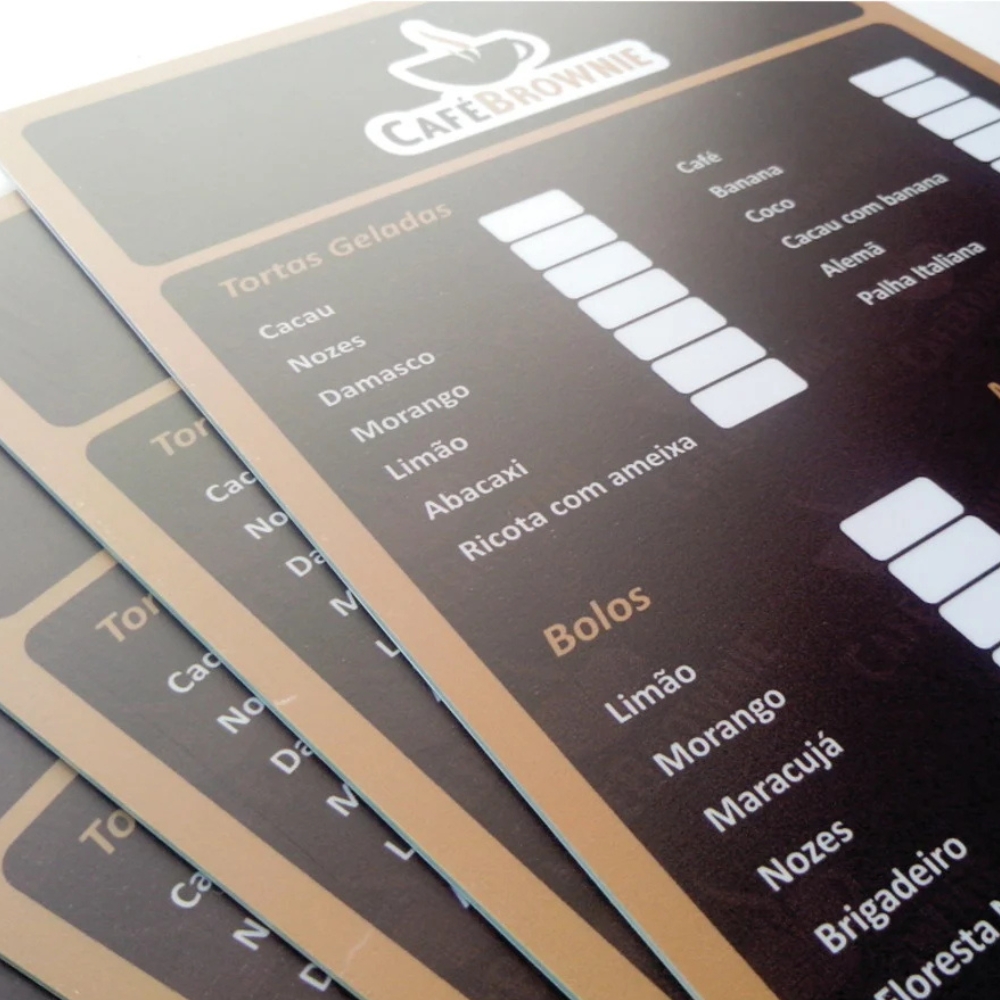 Cardápio PS 1mm Frente e Verso Laminado