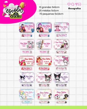 Promoção Etiquetas Escolares Adesivas Meninas