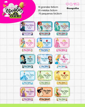 Promoção Etiquetas Escolares Adesivas Meninas