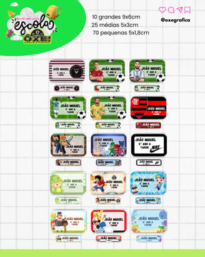 Promoção Etiquetas Escolares Adesivas Meninos