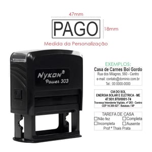 Carimbo Nykon 303  1,8x4,7cm 1/0   