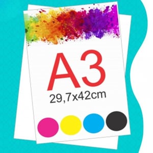Impressão A3 (produção) Frente e Verso - Colorido 115g Couchê / OffSet 29x42 4/4   