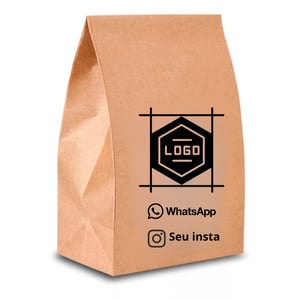 Sacola de Papel Kraft Papel Kraft 18x30x10cm Logo e informações em preto  Impressão só na parte da frente 
