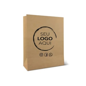 Sacola de Papel Kraft Papel Kraft 12x22x8cm Logo e informações em preto  Impressão só na parte da frente 