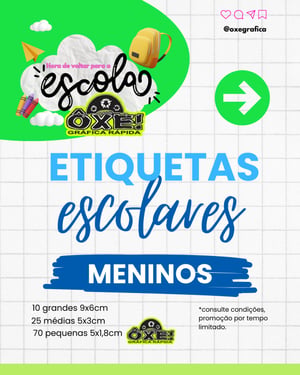 Promoção Etiquetas Escolares Adesivas Meninos
