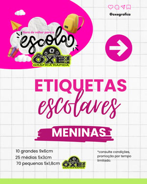 Promoção Etiquetas Escolares Adesivas Meninas