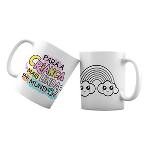 Caneca Personalizada Polimero Dia das Crianças P/ Colorir      