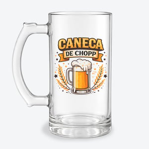 Caneca Chopp Vidro Personalizada Vidro 475ml  Resina Sublimática  