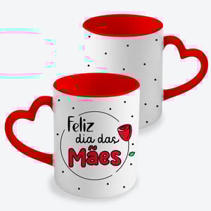 Caneca com Alça Coração Dia das Mães Cerâmica 325ml  Resina Sublimática  