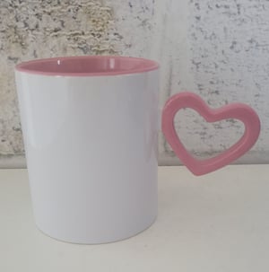 Caneca cerâmica Alça Coração (Rosa) Caneca Cerâmica  4x4   