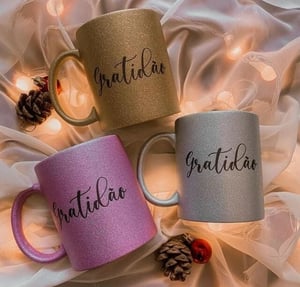 Caneca porcelana - Gliter  personalizada 325ml