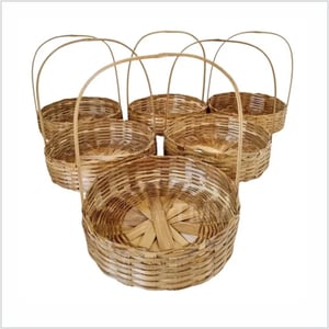Cesta De Bambu Redonda Média 25cm