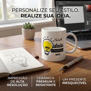 Caneca Porcelana Branca - Personalizada Logo, Foto, Frase.