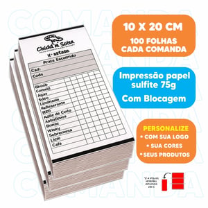 Comanda 10 x 20 - Lanchonete - 100 folhas