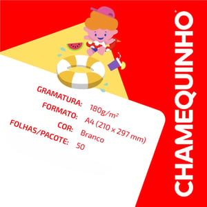 Papel Sulfite A4 Chamequinho 180g/m² Branco 50 Folhas