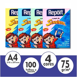 Papel Sulfite A4 Colorida Report Senninha 100fls