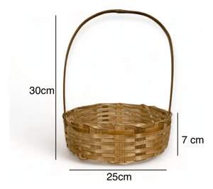 Cesta De Bambu Redonda Média 25cm