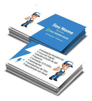 Cartão de visita 4x1 (Impressão frente e verso) Papel couchê - 300g 9x5cm 4x1 (Impressão frente colorido e uma cor no verso)  Corte Reto 