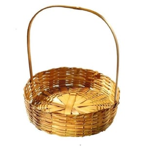 Cesta De Bambu Redonda Média 25cm Palha de Bambu 25X25 CM    