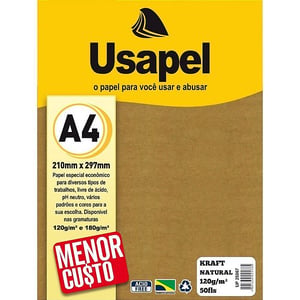 PAPEL KRAFT 180G  -  PC 10 FOLHAS USAPEL 21 x 29,7 cm    