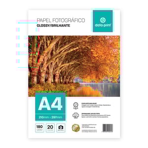 PC PAPEL FOTOG. 180G - BRILHO - A4 - 20 FOLHAS  21x 29,7 cm    