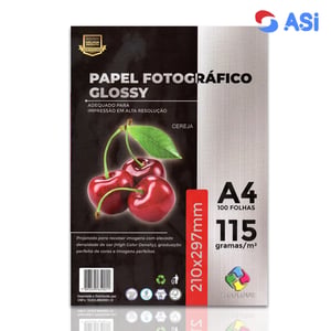 PC PAPEL FOTOG. 115G - BRILHO - A4 - 20 FOLHAS  21x29,7 cm    