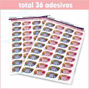 CARTELA ETIQUETA ADESIVA -  Aluno(a) nota 10 - 36 adesivos Papel fotográfico adesivos 19 x 28 cm    