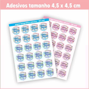 ADESIVO -(VISTO PELA MAMÃE OU PAPAI) - 24 UND Papel foto. adesivo 135G 18X28 CM    TAM:  4 X 4 CM