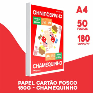 Papel Sulfite A4 Chamequinho 180g/m² Branco 50 Folhas Papel Cartão Branco 180H 21 X 29,7 CM BRANCO   ALTA QUALIDADE DE IMPRESSÃO