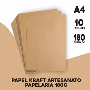 Papel Kraft 180g Pacote com 10 folhas USAPEL 21 x 29,7 cm